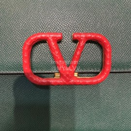 Valentino Large Palmprint V-Button Retro Shoulder Bag Green 0074l