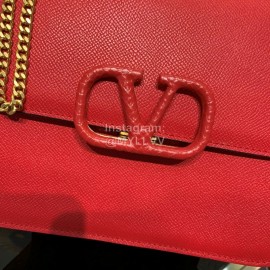Valentino Large Palmprint V-Button Retro Shoulder Bag Red 0074l
