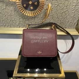 Valentino Large Palmprint V-Button Retro Shoulder Bag Wine Red 0074l