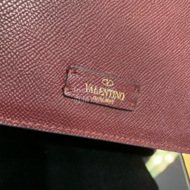 Valentino Large Palmprint V-Button Retro Shoulder Bag Wine Red 0074l