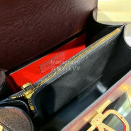 Valentino Large Palmprint V-Button Retro Shoulder Bag Wine Red 0074l