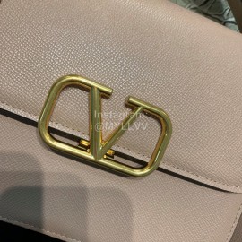 Valentino Large Palmprint Gold V-Button Retro Shoulder Bag Pink 0074l