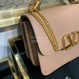 Valentino Large Palmprint Gold V-Button Retro Shoulder Bag Pink 0074l