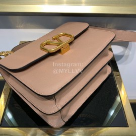 Valentino Large Palmprint Gold V-Button Retro Shoulder Bag Pink 0074l