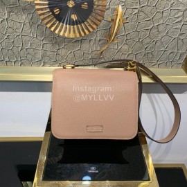 Valentino Large Palmprint Gold V-Button Retro Shoulder Bag Pink 0074l