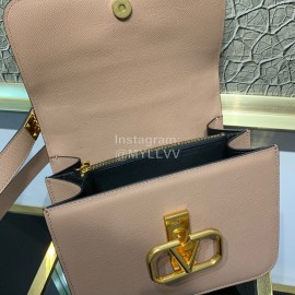 Valentino Large Palmprint Gold V-Button Retro Shoulder Bag Pink 0074l