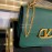 Valentino Large Palmprint Gold V-Button Retro Shoulder Bag Green 0074l