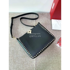 Valentino Small Soft Leather Messenger Bag Black 50031s