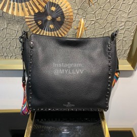 Valentino Large Soft Leather Messenger Bag Black 50031l