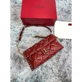 Valentino Lambskin Messenger Bag Handbag For Women Red 0058