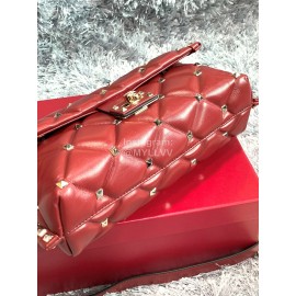 Valentino Lambskin Messenger Bag Handbag For Women Red 0058