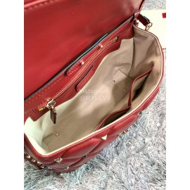 Valentino Lambskin Messenger Bag Handbag For Women Red 0058
