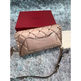 Valentino Lambskin Messenger Bag Handbag For Women Pink 0058