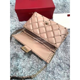 Valentino Lambskin Messenger Bag Handbag For Women Pink 0058