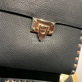 Valentino Leather Flip Bag Messenger Bag Black 0086