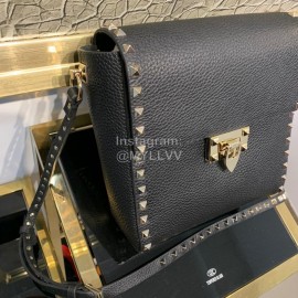 Valentino Leather Flip Bag Messenger Bag Black 0086