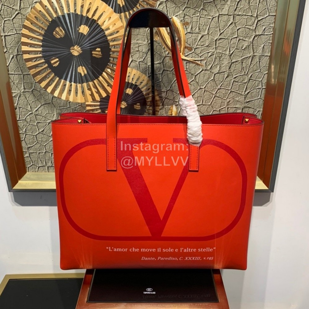 Valentino Large Red Leather Tote Bag 0090