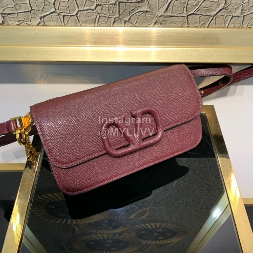 Valentino Fashion Leather Waist Bag Messenger Bag Purple 0075