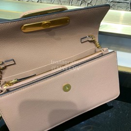 Valentino Palmprint Leather Chain Wallet Pink 0093