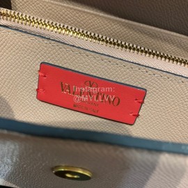 Valentino Palmprint Leather Chain Wallet Pink 0093