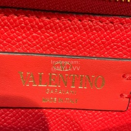 Valentino Palmprint Leather Chain Wallet Red 0093
