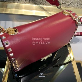 Valentino Fashion Flip Crossbody Bag Wine Red 1043