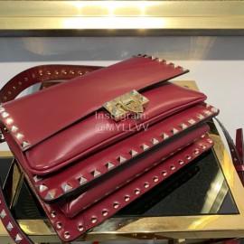 Valentino Fashion Flip Crossbody Bag Wine Red 1043