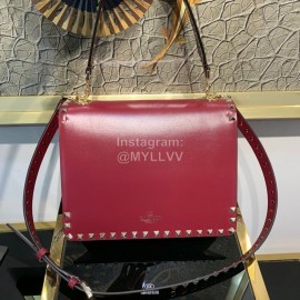 Valentino Fashion Flip Crossbody Bag Wine Red 1043
