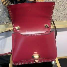 Valentino Fashion Flip Crossbody Bag Wine Red 1043