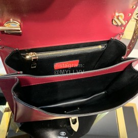 Valentino Fashion Flip Crossbody Bag Wine Red 1043