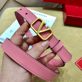 Valentino Calf Leather Gold Metal Buckle Belt Pink
