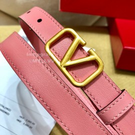 Valentino Calf Leather Gold Metal Buckle Belt Pink