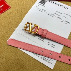 Valentino Calf Leather Gold Metal Buckle Belt Pink