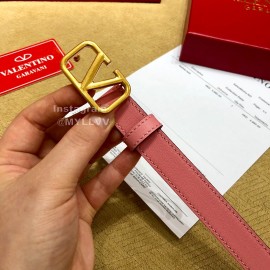 Valentino Calf Leather Gold Metal Buckle Belt Pink