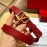 Valentino Calf Leather Gold Metal Buckle Belt Red