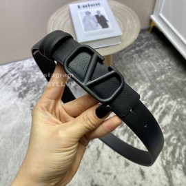 Valentino Classic Black Calf Leather Metal Buckle Belt 30mm