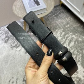 Valentino Classic Black Calf Leather Metal Buckle Belt 30mm