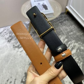 Valentino Classic Black Calf Leather Metal Buckle Belt Brown