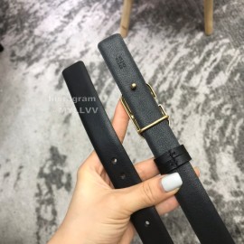 Valentino Calf Leather Gold Metal Buckle 25mm Belt Black
