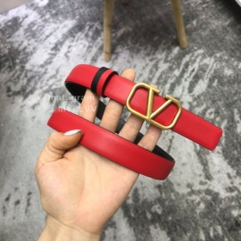 Valentino Calf Leather Gold Metal Buckle 25mm Belt Red