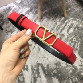 Valentino Calf Leather Gold Metal Buckle 25mm Belt Red