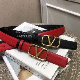 Valentino Calf Leather Gold Metal Buckle 25mm Belt Red