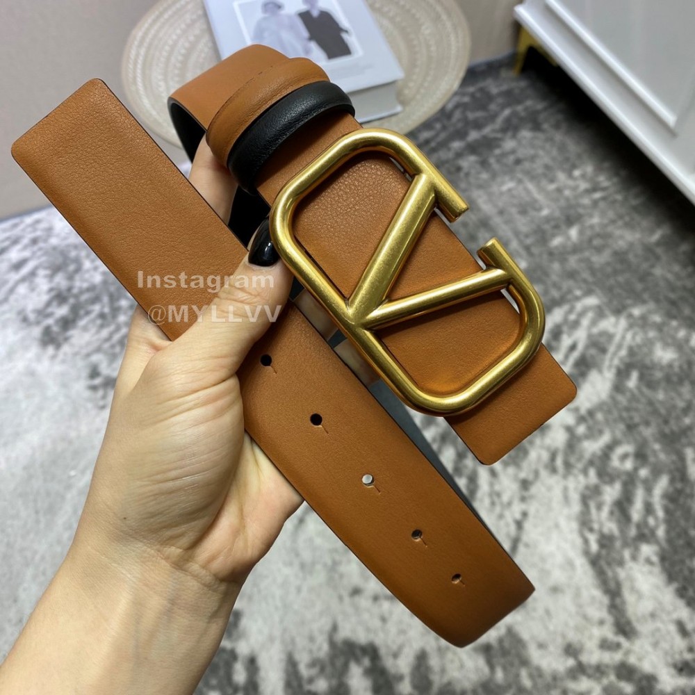 Valentino New Calf Leather Pure Copper Buckle Belt Brown