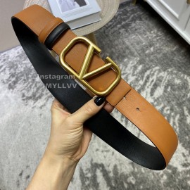 Valentino New Calf Leather Pure Copper Buckle Belt Brown