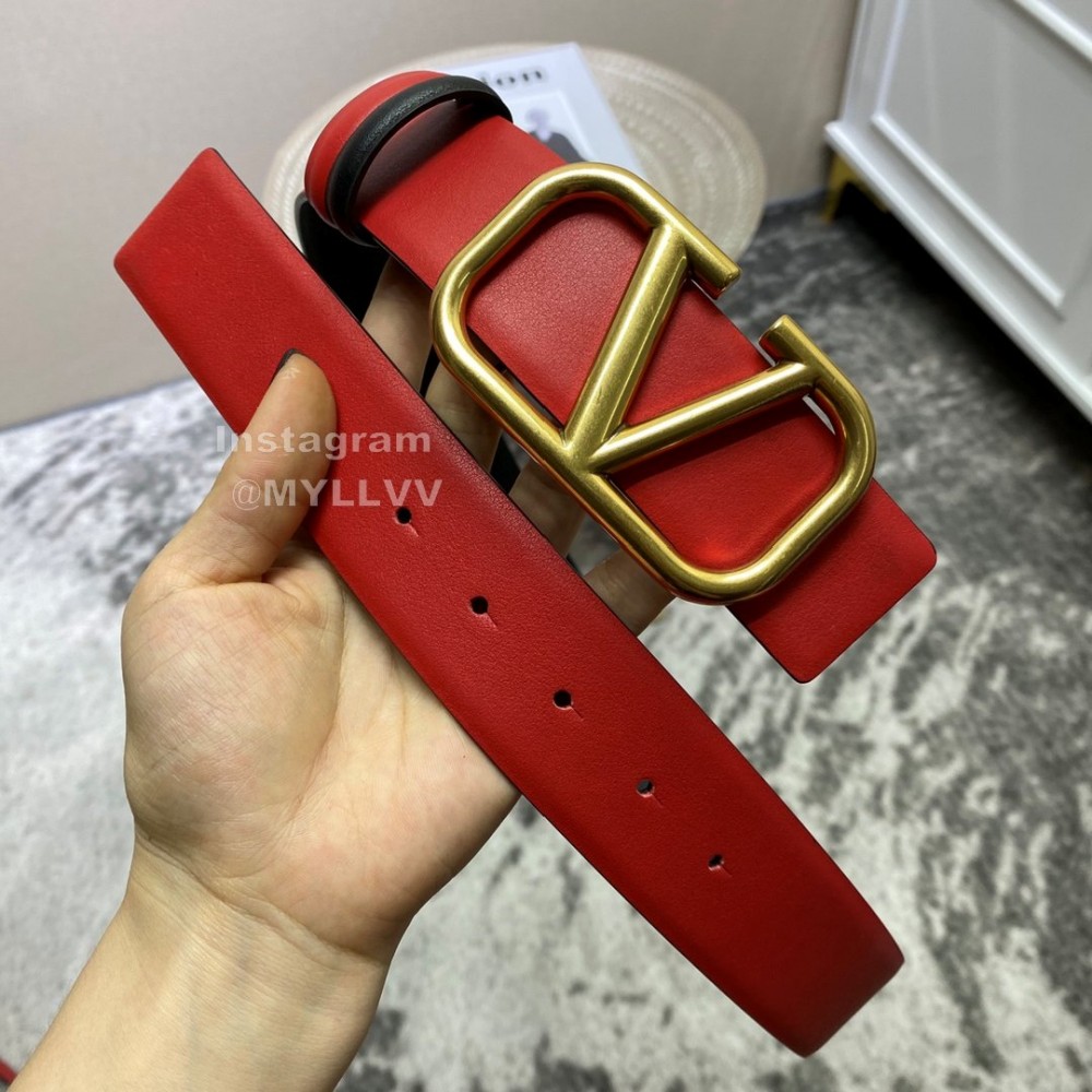 Valentino New Calf Leather Pure Copper Buckle Belt