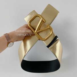 Valentino New Gold Calf Leather Pure Copper Buckle 70mm Belt