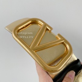 Valentino New Gold Calf Leather Pure Copper Buckle 70mm Belt