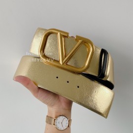 Valentino New Gold Calf Leather Pure Copper Buckle 70mm Belt