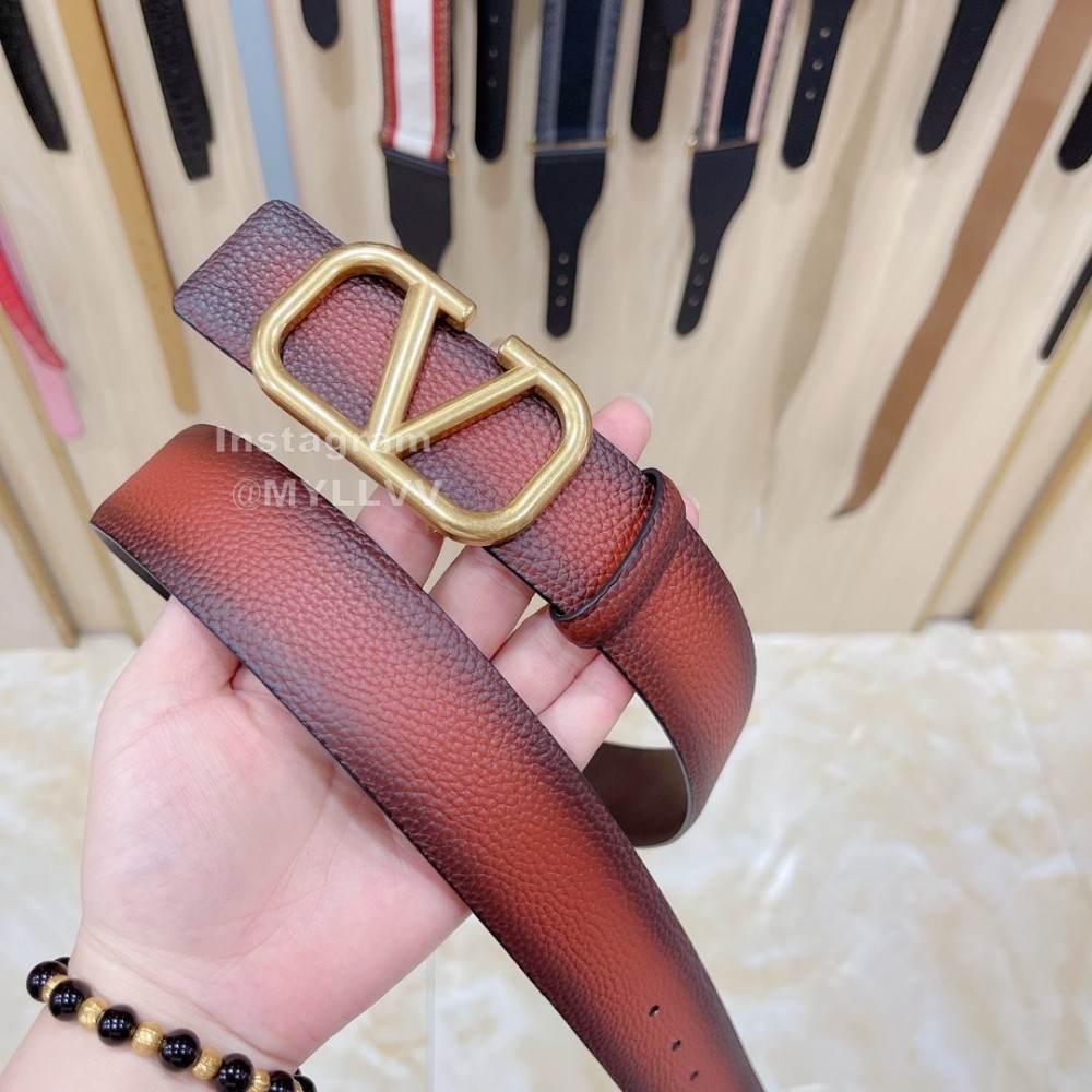 Valentino Litchi Grain Cowhide Pure Copper Buckle 40mm Belt