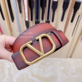 Valentino Litchi Grain Cowhide Pure Copper Buckle 40mm Belt